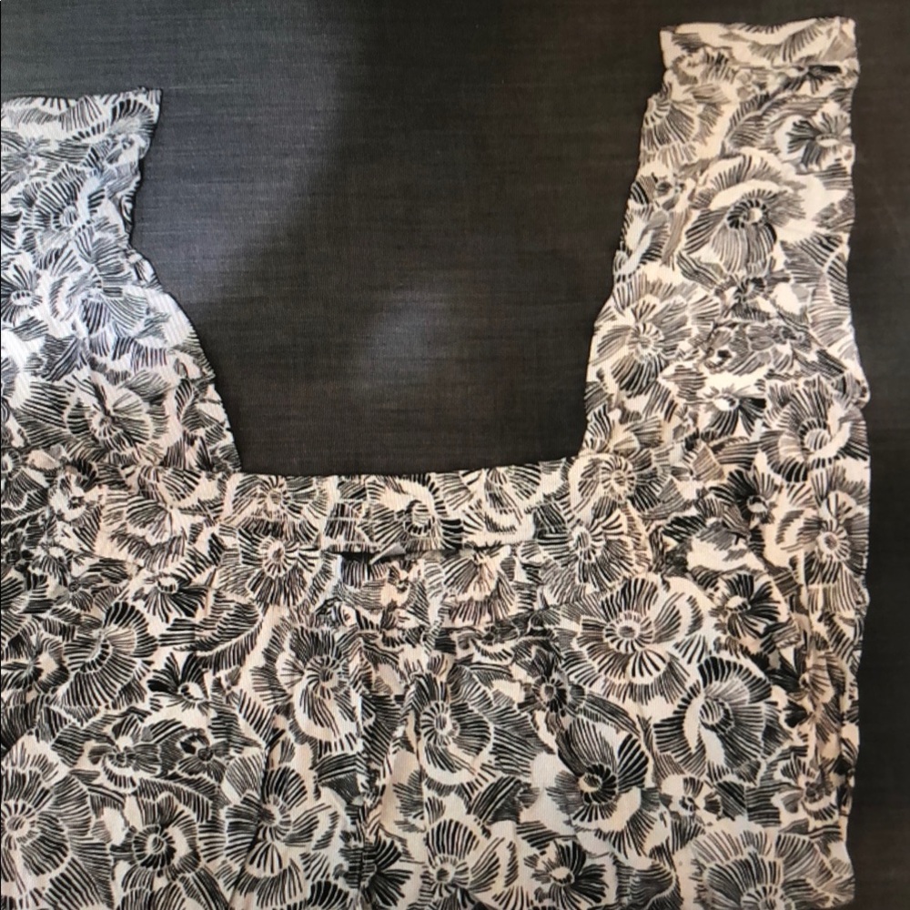 Floral Black and White Top